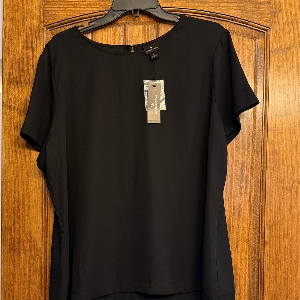 Worthington Classic Black Short Sleeve Blouse